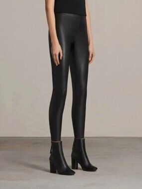 ALLSAINTS Isla Faux Leather Black Leggings Size 10